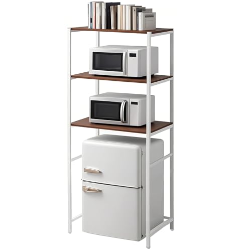 Colingmill 3 Tier White Mini Fridge Stand with Storage for Dorm, Over Mini Fridge Multipurpose Storage Shelf Rack Standing Organizer for College Rooms Kitchen Pantry, Home, and Offices, Coffee, Bar - color: White, style: 3 Tier