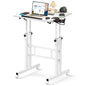 Enayplon Small Standing Desk with Wheels, Mobile Stand Up Desk, Portable Standing Table on Wheels for Walking Pad, Rolling Computer Desk Adjustable Height, Tall Table - color: White