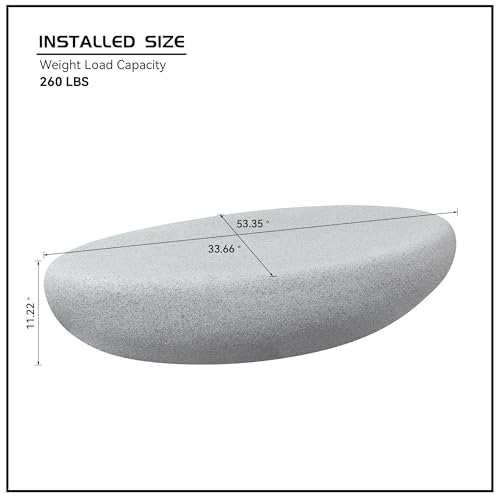55.12" Faux Stone Coffee Table Modern Unique Coffee Table Oval Rock Center Tables Round Edge Design Fiberglass Concrete Accent Tables for Living Room Office Apartment No Assembly, Cement - color: Fiberglass Oval-cement