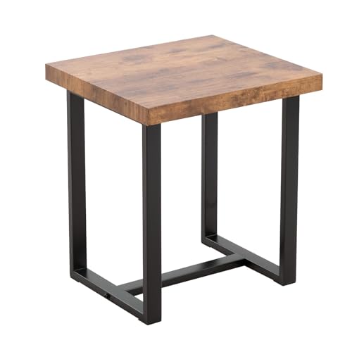 Industrial Side Table with MDF Top and Metal Frame, 19.68"x17.71" End Table for Living Room, Modern Nightstand with Sturdy Black Base, Sofa Table for Home Office