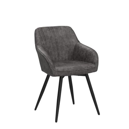 annjoe Faux Leather Accent Chair Arm Chairs Living Room Chairs Leisures Chair Upholstered Chair with Metal Legs Set of 2 for Home Kitchen Office Bistro Cafe, Gray - color: Grey