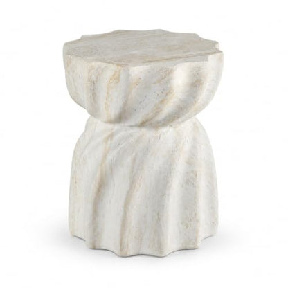 Stone Side Table,Round Faux Marble Side Table,Modern Small Stone End Table for Balcony (White-13.8"-9) - color: White-13.8"-9
