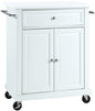 Crosley Furniture Compact Stone Top Small Rolling Cart with Shelves, Microwave Stand with Towel Rack, White - color: White, style: White Granite Top