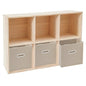 6-Cube Solid Wood Bookshelf, 2-Tier Storage Organizer Semi-Open Floor Display Shelf Closet Cabinet with 3 Baskets for Home Office Library School, 12" D x 35" W x 24" H - size: 6-Cube, with Baskets