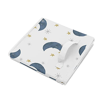 Sweet Jojo Designs Moon and Star Foldable Fabric Storage Cube Bins Boxes Organizer Toys Kids Baby Children's - Set of 2 - Navy Blue and Gold Watercolor Celestial Sky Gender Neutral Outer Space Galaxy - color: Moon Bear