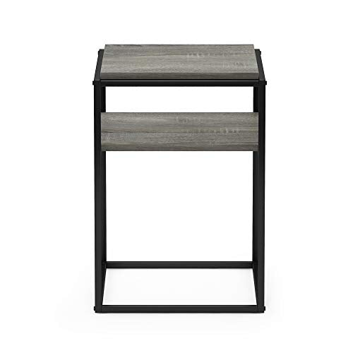 Furinno Simplistic End Side Night Stand/Bedside Table with Stainless Steel Tubes, Stackable Metal Frame, French Oak Grey - color: French Oak Grey, style: Stackable Metal Frame