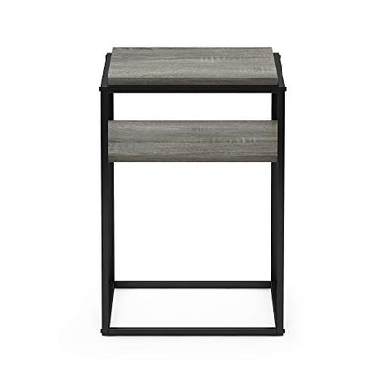 Furinno Simplistic End Side Night Stand/Bedside Table with Stainless Steel Tubes, Stackable Metal Frame, French Oak Grey - color: French Oak Grey, style: Stackable Metal Frame
