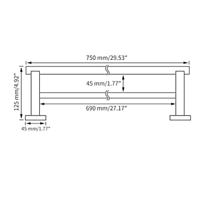 Miyili 30-Inch Bathroom Double Towel Bar Brushed Stainless Steel Bath Towel Rack Holder Wall Mount, A02N75B - color: Brushed Steel, size: 30-Inch