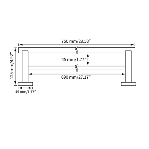 Miyili Matte Black Double Bath Towel Bar 30-Inch SUS 304 Stainless Steel Towel Holder Rack for Bathroom, A02B75B - color: Matte Black, size: 30-Inch