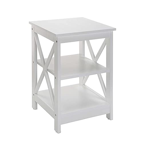 Convenience Concepts Oxford End Table 15.75" - Modern Living Room Table with Storage Shelves, Transitional Nightstand Side Table for Home Decor and Display, White - color: White