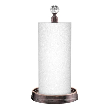 Kasunto Paper Towel Holder (with Crystal Ball) Steel Paper Towel Holder countertop，Paper Towel Holder Stand for Kitchen Countertops, Bars & Dining Tables,Fits Standard & Jumbo Rolls,Oil Rubbed Bronze - color: Oil Rubbed Bronze