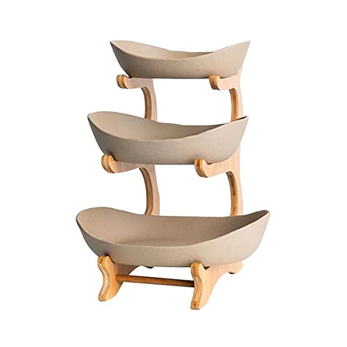 3 Tier Fruit Basket, Ceramic Fruit Bowl for Kitchen Counter, Home Fruit Bowl Set with Holder for Fruit Veggies Tray Snacks Nuts Bread Candy Storage Holder (Porcelain) - color: porcelain