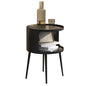 ZHBHHYZ Modern Round Side Table with Open Storage, Metal Nightstand End Table, Bedside Table for Living Room and Bedroom, Matte Black - color: Black-round