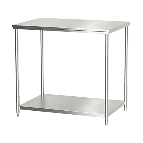 Stainless Steel Prep Table 48x24x33.5 Inch, Commercial Work Table Heavy Duty with Adjustable Undershelf, Multipurpose Workstation for Restaurant Kitchen, Bakery, Home Garage & Outdoor - size: 48x24x33.5 Inch