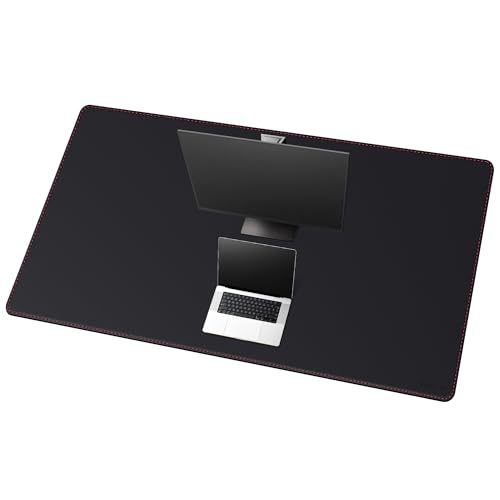 ZORESYN 63.0"x31.5" PU Leather Desk Pad Protector, Large Mouse Pad, Executive Computer Office Desk Mat, Non-Slip Waterproof Desk Writing Pad for Office and Home (Black) - color: Black, size: 63L x 31.5W inches