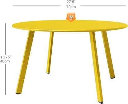 Grand Patio Round Steel Patio Coffee Table, Weather Resistant Outdoor Large Side Table, Yellow… - color: Yellow, style: 1 PC