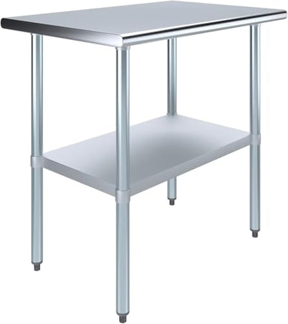 24" x 36" Stainless Steel Prep Table – NSF Certified Heavy Duty Work Table for Home & Commercial Use – Galvanized Undershelf & Legs - size: 36x24