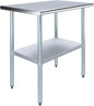 24" x 36" Stainless Steel Prep Table – NSF Certified Heavy Duty Work Table for Home & Commercial Use – Galvanized Undershelf & Legs - size: 36x24
