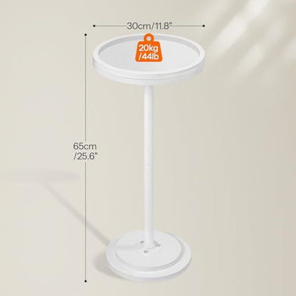 HOOBRO Small Round Side Table, Drink Table, Coffee Martini Table with Pedestal Accent for Small Spaces in Living Room, Bedroom, Sofa Couch, White WW168BZ01 - color: White