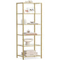 VASAGLE Bookcase, 6-Tier Bookshelf, Slim Shelving Unit for Bedroom, Bathroom, Home Office, Tempered Glass, Steel Frame, Metallic Gold ULGT500A01 - color: Metallic Gold, size: 6 Tiers (15.7"W x 69.8"H)