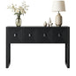 LKTART 55" Carved Console Table with 3 Soft-Close Drawers, Entryway Sofa Table with Fluted Leg,Solid Wood Accent Table for Living Room Hallway,Black - color: Black