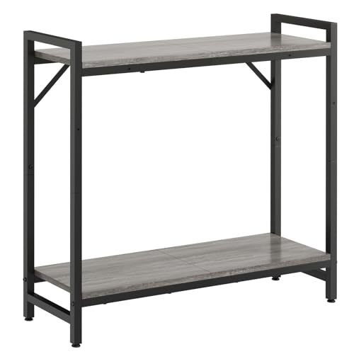 Livofloral Narrow Console Table, Small Entryway Table, Sofa Table with 2 Support Bar, Industrial Couch Table, Thin Side Table, Display Table for Living Room, Hallway, Bedroom, Foyer, Grey - color: Grey