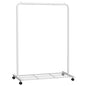 SONGMICS Clothes Rack with Wheels, Clothing Rack for Hanging Clothes, 25.4 mm Metal Garment Rack with Dense Mesh Storage Shelf, 110 lb Load Capacity, 2 Brakes, Cloud White UHSR025W01 - color: White, style: Single Rod