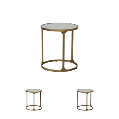 Signature Design by Ashley Korajane Transitional Metal End Table with Tempered Glass Top, Metallic - color: Antique Gold