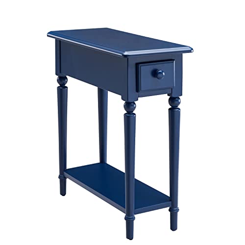 Leick Home Coastal End Table, Solid Wood, 1 Drawer, Bottom Display Shelf, Easy-Assembly, for Living Room/Bedroom, Navy, 23.5 in. L x 10.0 in. W x 24.0 in. H, 20017-NV - color: Navy