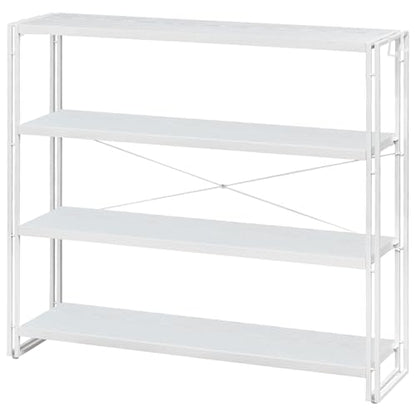 HCHQHS Bookshelf, 4-Tier Industrial Bookcase, White Open Book Shelf, Freestanding Tall Bookshelves with Metal Frame - color: White, size: 4-Tier (47"W x 44.5"H)