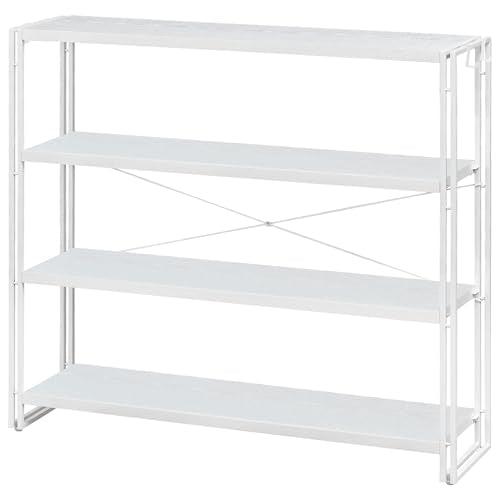 HCHQHS Bookshelf, 4-Tier Industrial Bookcase, White Open Book Shelf, Freestanding Tall Bookshelves with Metal Frame - color: White, size: 4-Tier (47"W x 44.5"H)