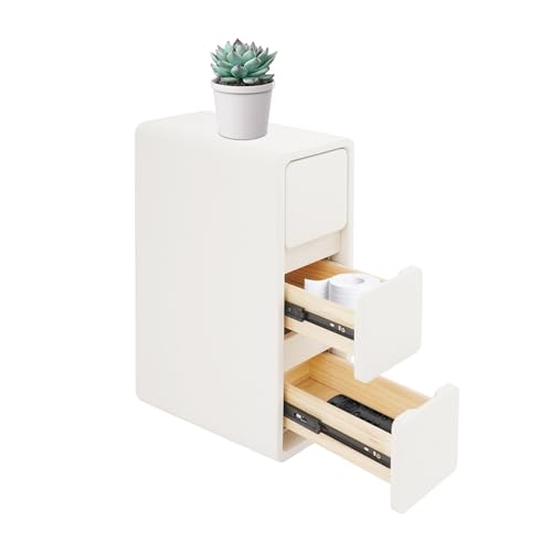Narrow Nightstand with Drawers, Floor Standing Small Bedside Tables Skinny Nightstand Narrow Side Table Slim End Table for Bedrooms, Living Rooms, Hallways, Study Rooms, Offices Off-White - color: Off-white