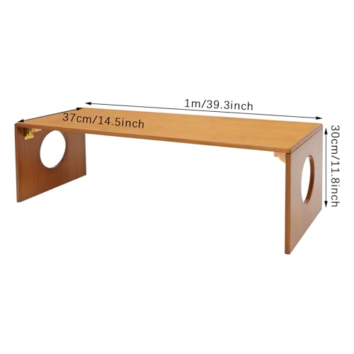 Folding Coffee Table Foldable Low Coffee Table Rectangular Bamboo Floor Table Desk with Large Load-Bearing Capacity for Tatami Home, Office, Living Room (39.3 * 14.5 * 11.8in) - size: 39.3*14.5*11.8in