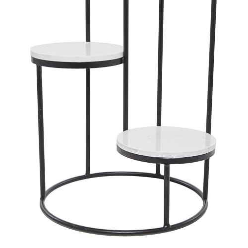Deco 79 Marble Indoor Plantstand 4 Tier Plant Shelf with Black Base, Plant Stand 17" x 17" x 31", White - color: White, size: Plant Stand 17" x 17" x 31"