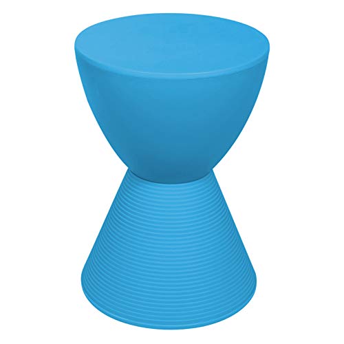 LeisureMod Modern Hourglass Blue Side Table - ABS Shell Drum End Table with Storage for Indoor & Outdoor Use - color: Blue