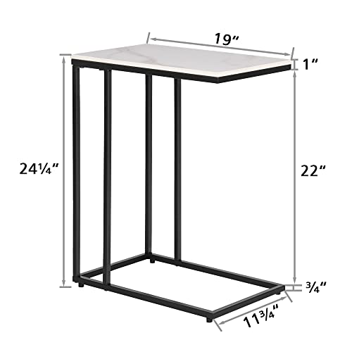 Rectangle Faux Marble Top C Table End Table for Sofa Couch and Bed Black - color: Black