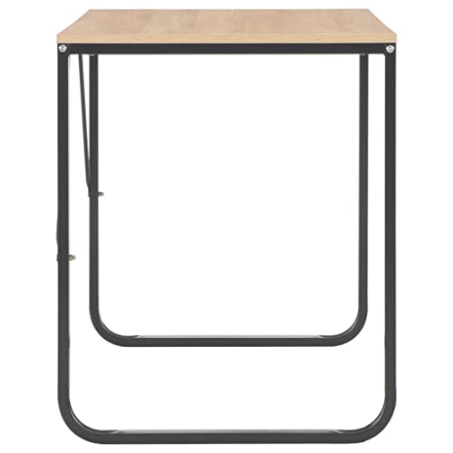vidaXL Computer Desk, Office Table with Metal Frame, Writing Desk for Bedroom Living Room, Monitor Standing Desk, Industrial Style, Black and Oak