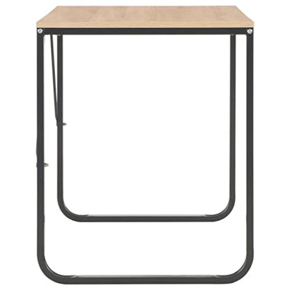 vidaXL Computer Desk, Office Table with Metal Frame, Writing Desk for Bedroom Living Room, Monitor Standing Desk, Industrial Style, Black and Oak