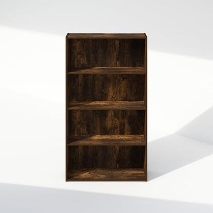 Furinno Simple Book Shelf, 4-Tier Bookshelf, Bookcase with Open Shelf, 9.4 x 23.6 x 41.7, for Living Room, Bedroom, Home Office, Amber Pine - color: Amber Pine, size: 4-Tier, Standard