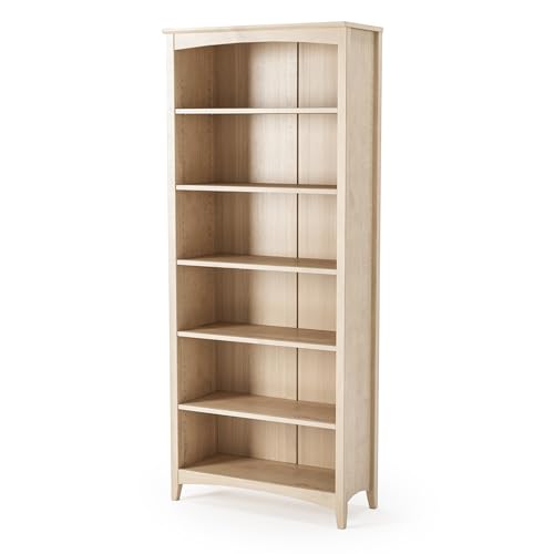 Camaflexi Shaker Style 6 Shelf Bookcase/Solid Wood / 72 inch Tall/Adjustable Shelving/Closed Back/Display Bookshelf for Living Room, Bedroom, Home and Office, Light Oak - color: Light Oak, size: 72"