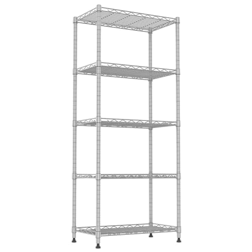 REGILLER 5-Wire Shelving Metal Storage Rack Adjustable Shelves,Standing Storage Shelf Units for Laundry Bathroom Kitchen Pantry Closet(Silver,11.8" D x 21.2" W x 53.5" H) - color: Silver, size: 5tier 11.8"D x 21.2"W x 53.5"H