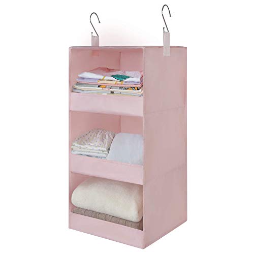 GRANNY SAYS 3-Shelf Hanging Closet Organizer, Collapsible Closet Hanging Shelves, Nursery Hanging Organizer, Pink, 29 ½" H X 12" W X 12" D, 1-Pack - color: 3-shelf Pink, size: 1-Pack