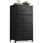 AODK Small Dresser for Bedroom with 4 Storage Drawers, Black | Dressers Chest of Drawers Fabric Dresser with Sturdy Steel Frame, Dressers for Closet with Wood Top - color: Black