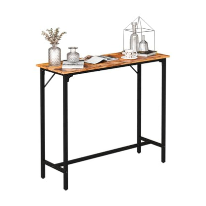 VINGLI 43 Inch Bar Table, Rectangular Counter Height Home Pub Table, Brown | High Top, Multi-Scene Use for Kitchen Dining Living Room Sofa Entryway, Wooden Tabletop & Metal Base, Easy to Install - color: Brown, size: 43"L