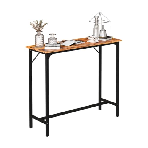 VINGLI 43 Inch Bar Table, Rectangular Counter Height Home Pub Table, Brown | High Top, Multi-Scene Use for Kitchen Dining Living Room Sofa Entryway, Wooden Tabletop & Metal Base, Easy to Install - color: Brown, size: 43"L