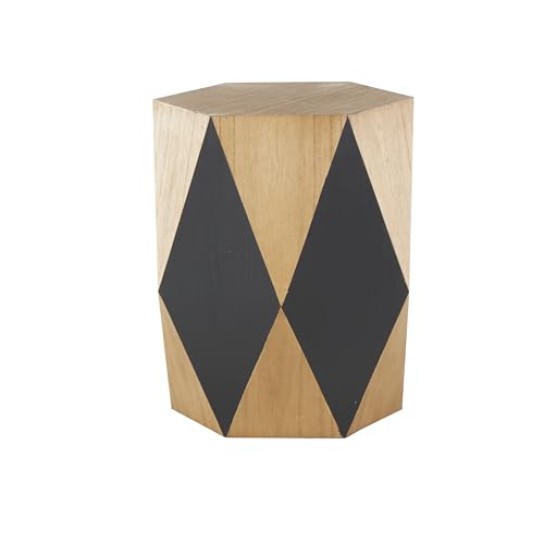 Deco 79 Wood Geometric Side End Accent Table Diamond End Table with Black Accents, Side Table 19" x 19" x 24", Brown - color: Brown, size: 19" x 19" x 24"