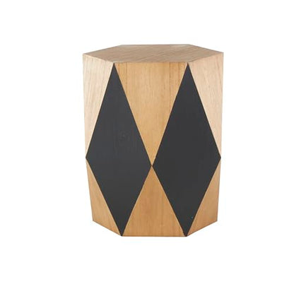 Deco 79 Wood Geometric Side End Accent Table Diamond End Table with Black Accents, Side Table 19" x 19" x 24", Brown - color: Brown, size: 19" x 19" x 24"