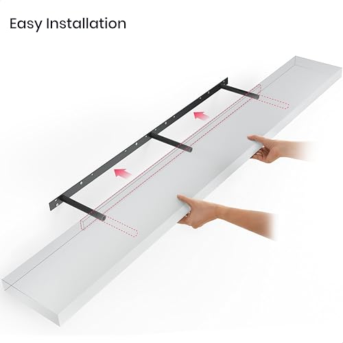 Ballucci Floating Shelves, 55" Wood Wall Shelf Set of 2, with Invisible Brackets for Bathroom, Living Room, Bedroom, Kitchen, Nursery, 6" Deep, White - color: White, size: 55.1 inches