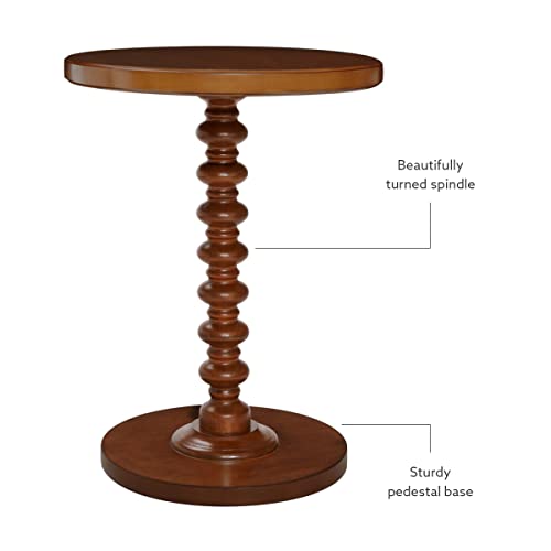 Powell Tarkin Round Hazelnut Turned Spindle Pedestal Side Accent Table - color: Hazelnut