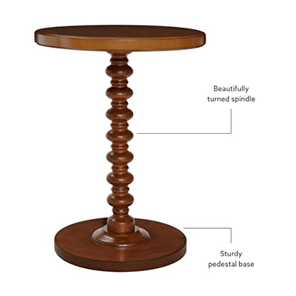 Powell Tarkin Round Hazelnut Turned Spindle Pedestal Side Accent Table - color: Hazelnut